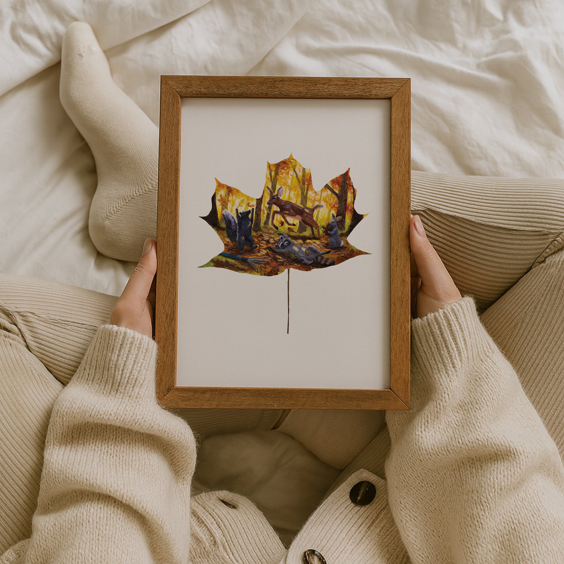 whimsical woodland animal art print, nature inspired home decor