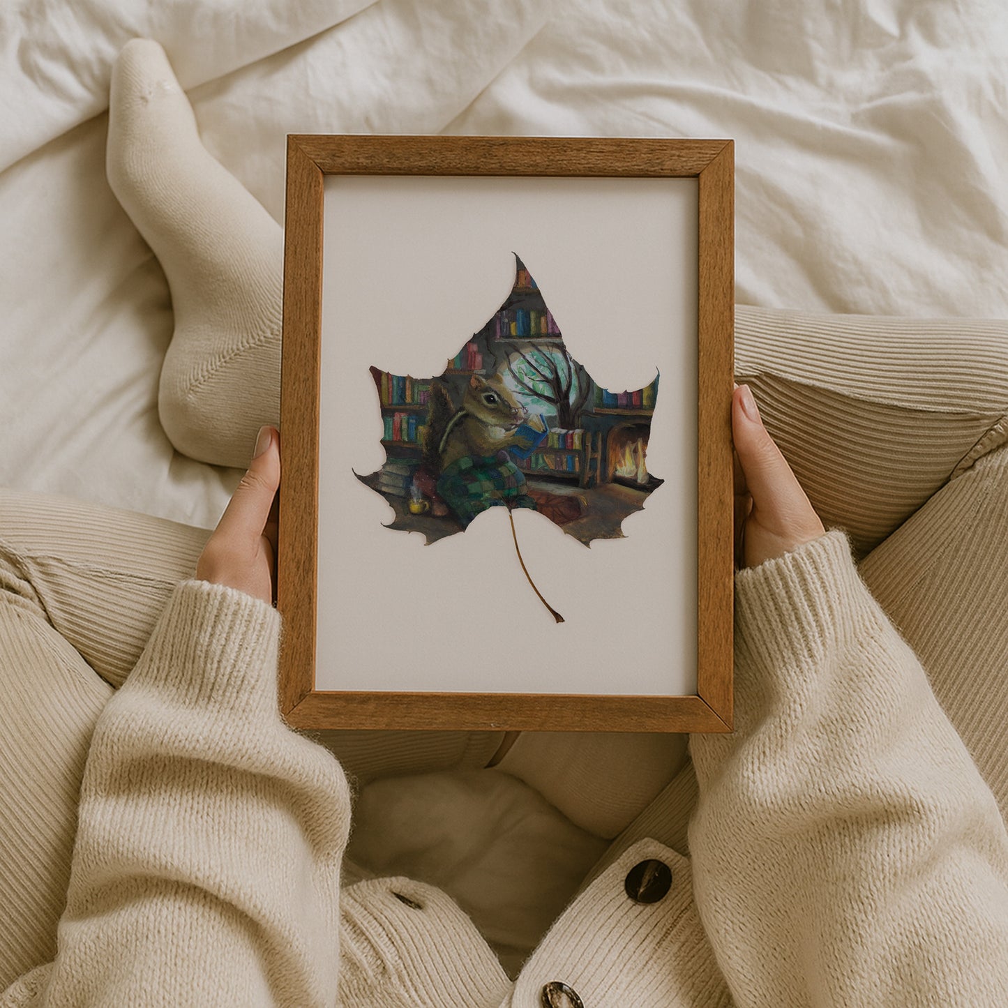 cozy woodland animal illustration, chipmunk art