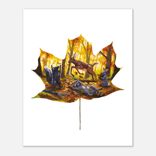 whimsical woodland animal art print
