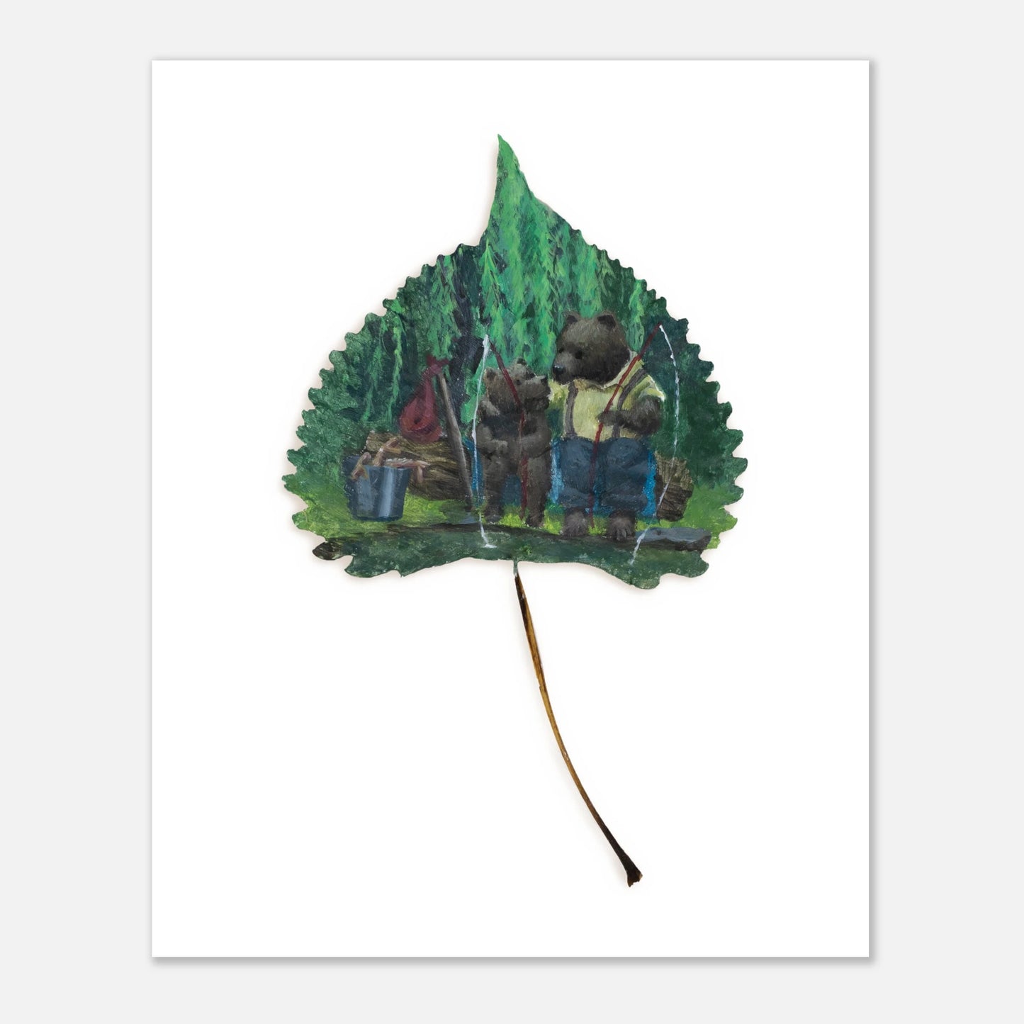 woodland bear family art print