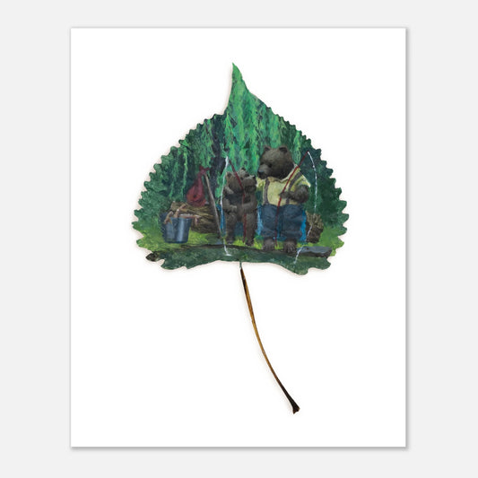 woodland bear family art print