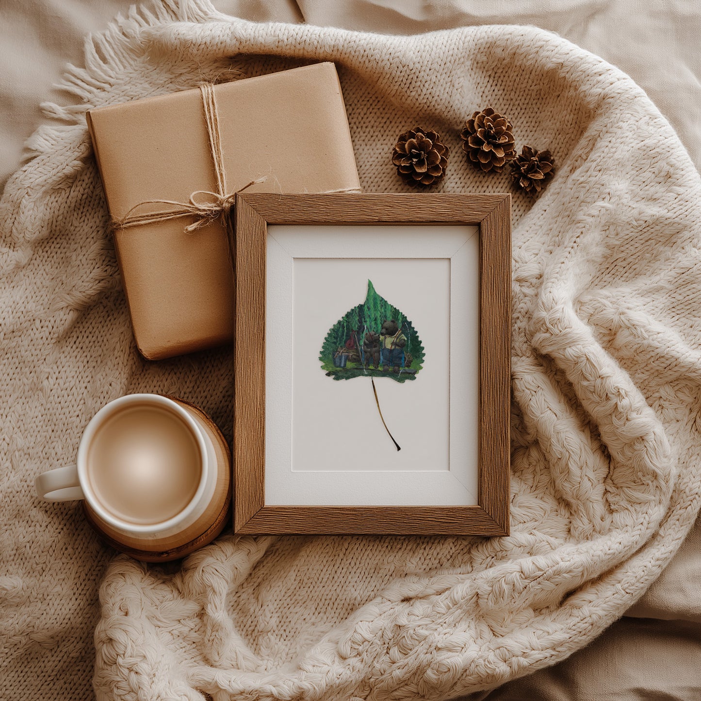 woodland bear family art print