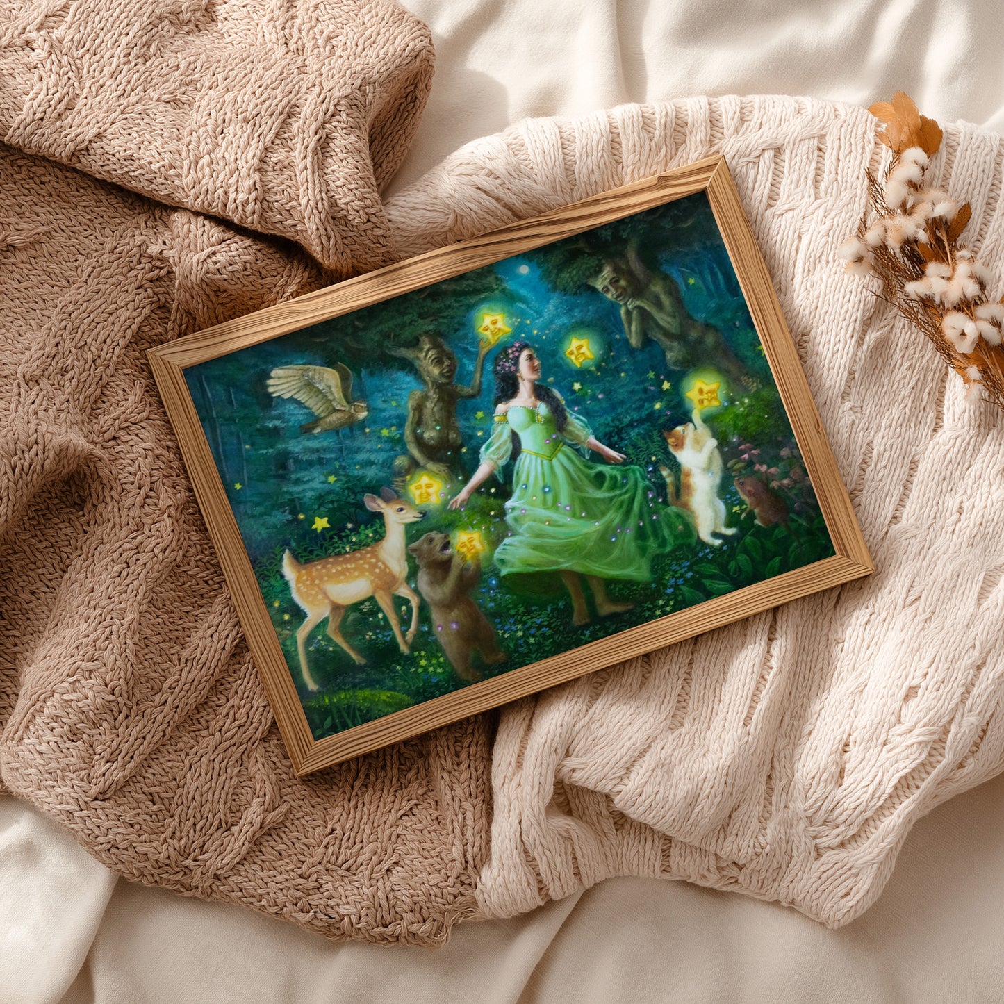 Whimsical Woodland Animal Art Print - The Stars Led The Way