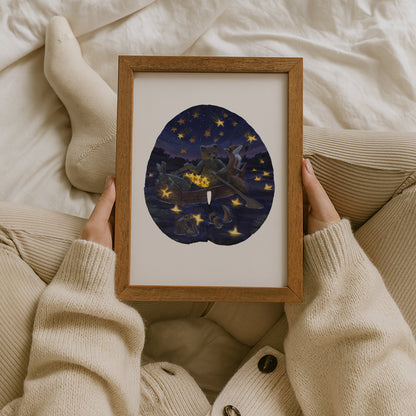 whimsical woodland animal art print