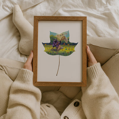 woodland animal art print, whimsical badger art