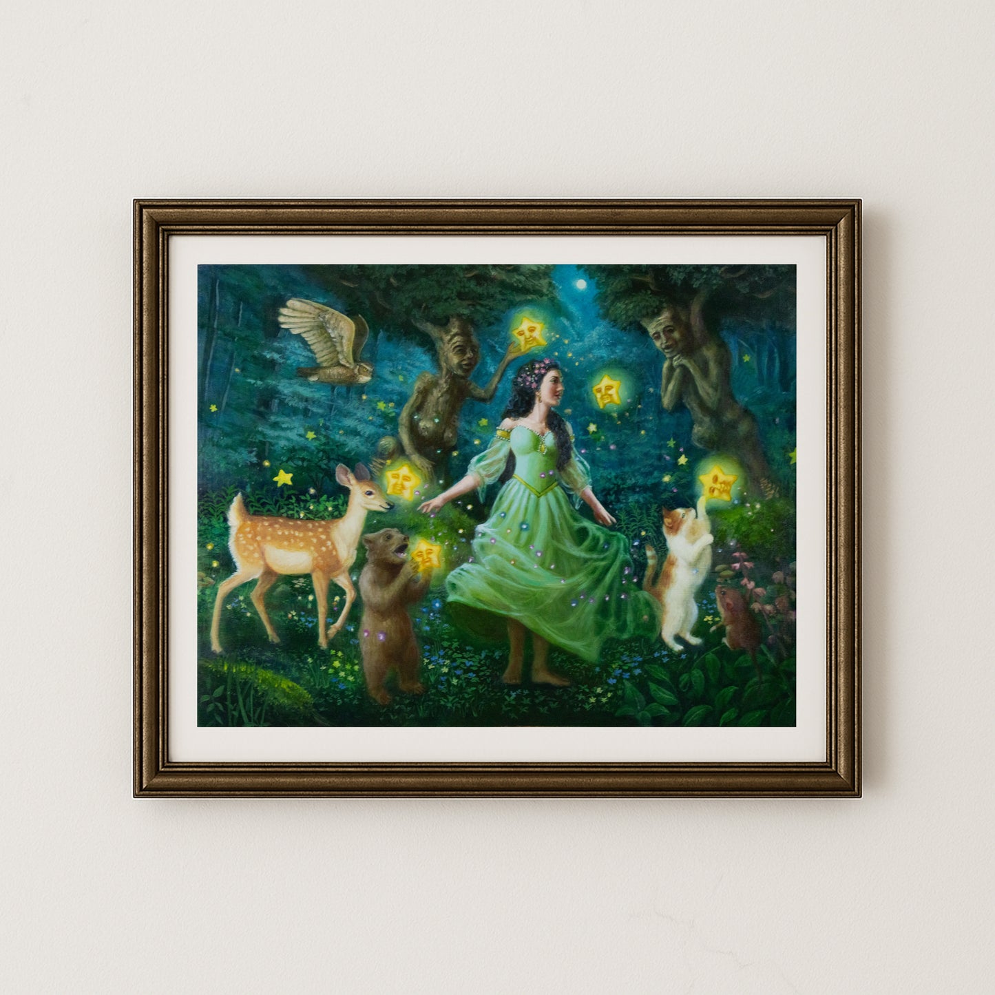 Whimsical Woodland Animal Art Print - The Stars Led The Way