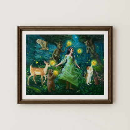 Whimsical Woodland Animal Art Print - The Stars Led The Way